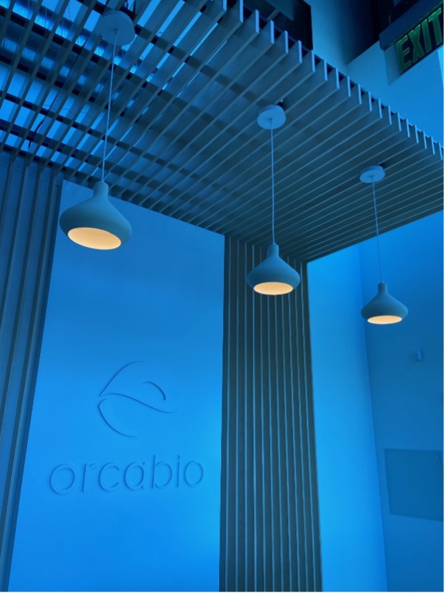 Orca Bio indoor lighting with blue light wall